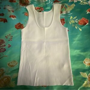 Elegant ICICLE White Cotton and Silk Ribbed Tank Top